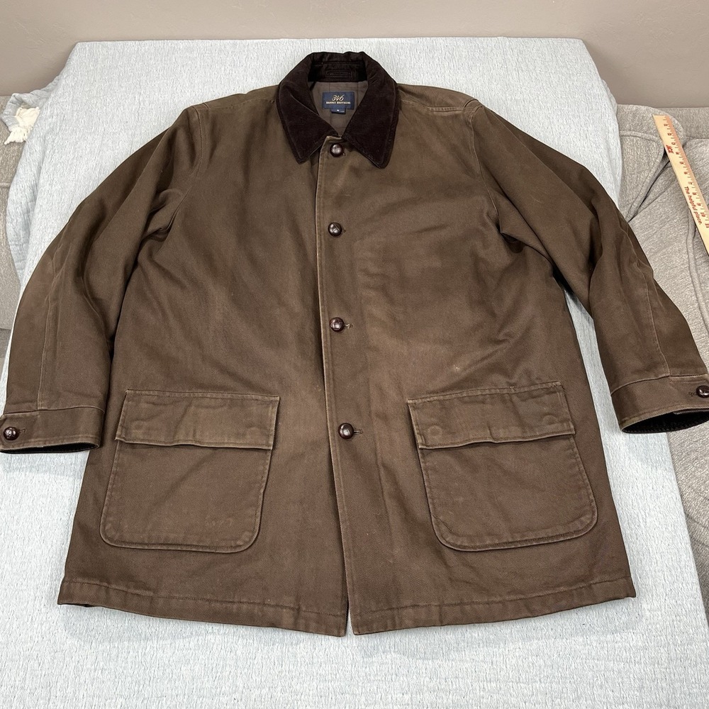 Brooks Brothers 346 Chore Coat Mens XL Brown Cotton Twill Brown Corduroy‎ Collar